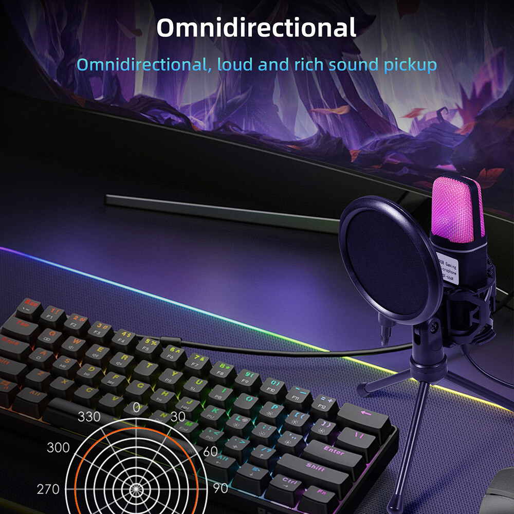 USB Computer Mini Condenser Microphone Stand Recording Mic For PC Desktop Laptop