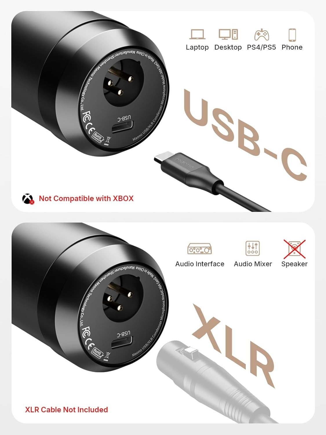 Versatile Condenser Microphone with Double Noise Reduction – Ideal for Gamers