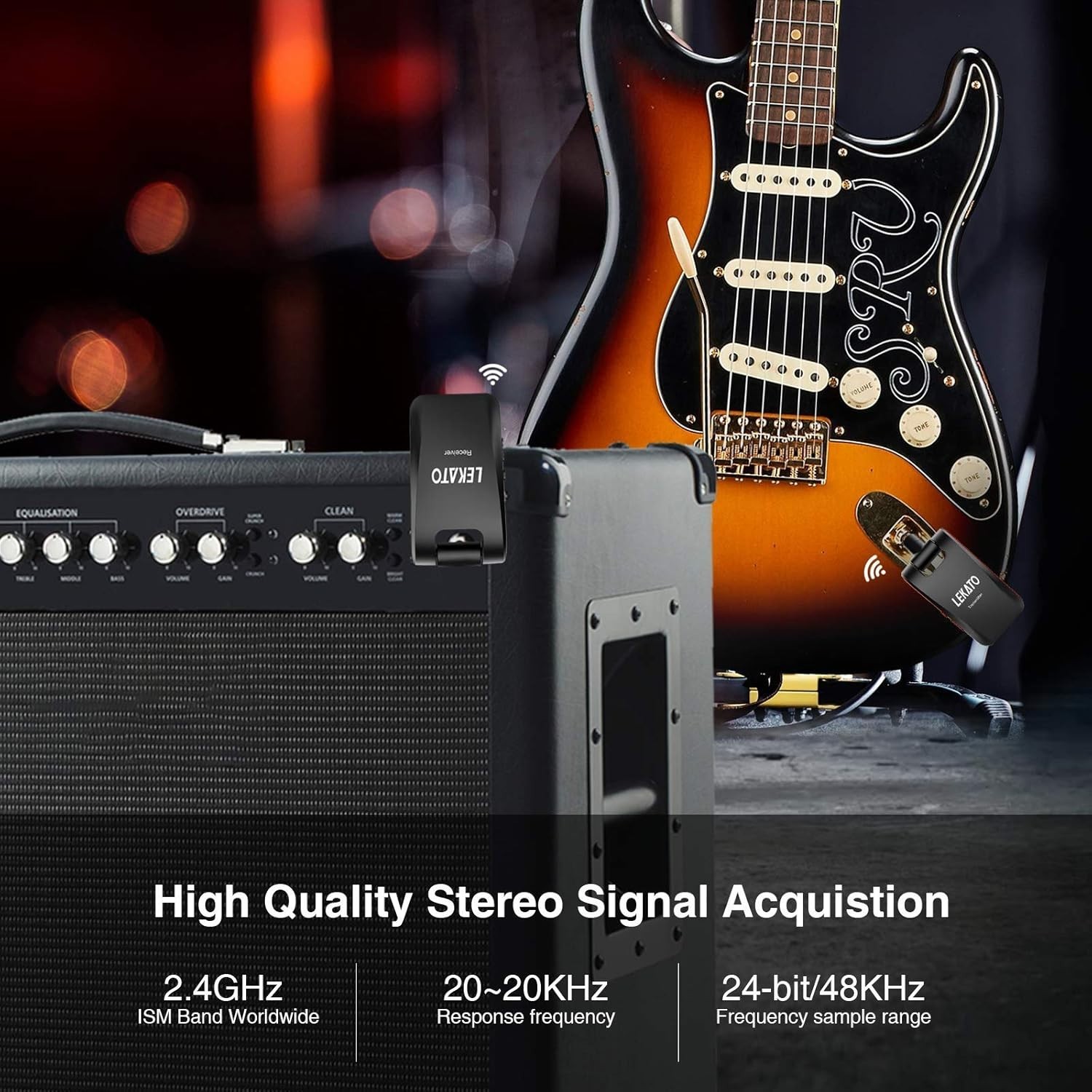 Rechargeable Wireless Transmitter Receiver for Guitar
