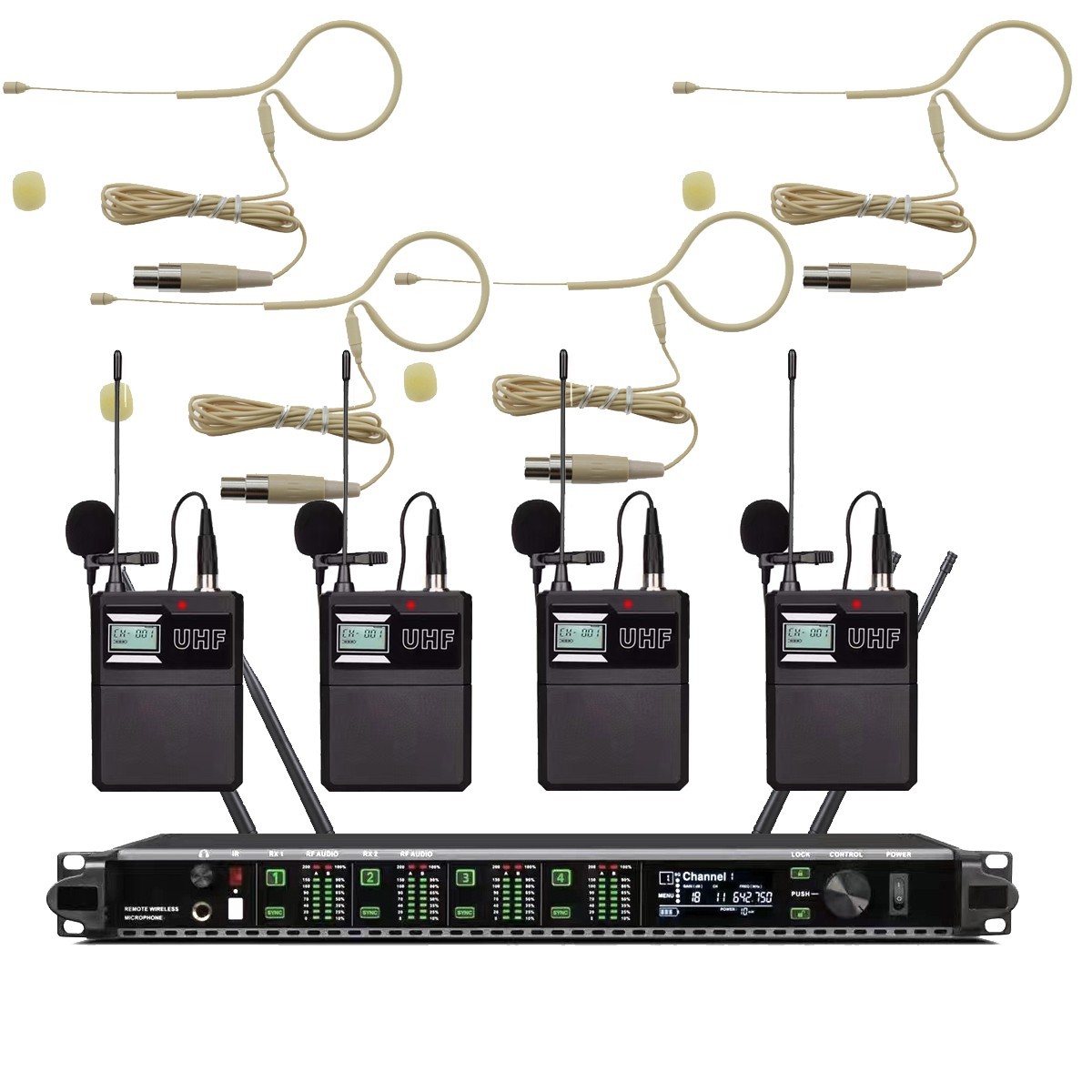 AD4Q-MX153 Earset Wireless Microphone System Digital LED Screen Display 4 Ch