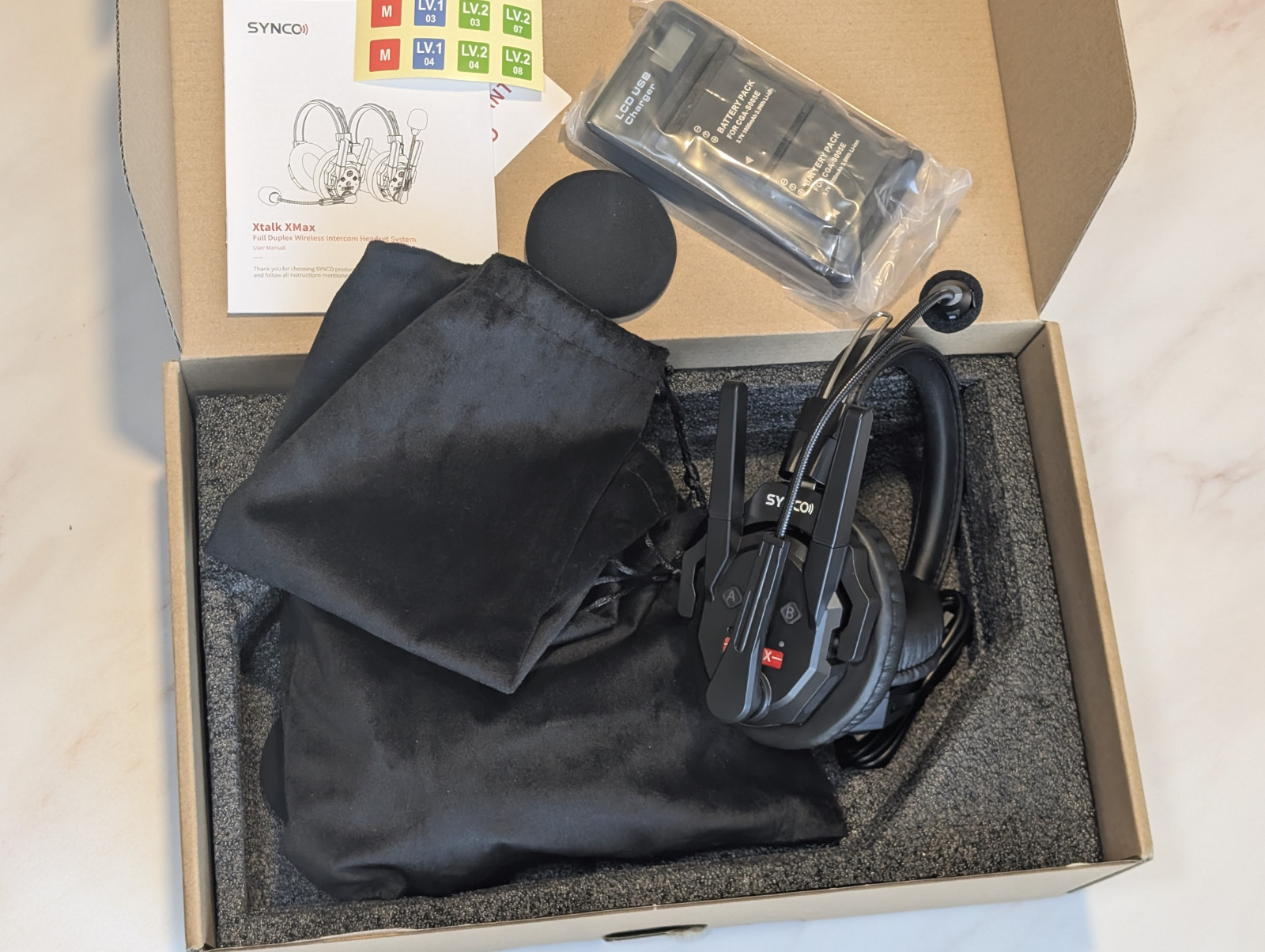 SYNCO XTALK XMAX2 Wireless Intercom Headset Dual Ear Communication System 2pcs