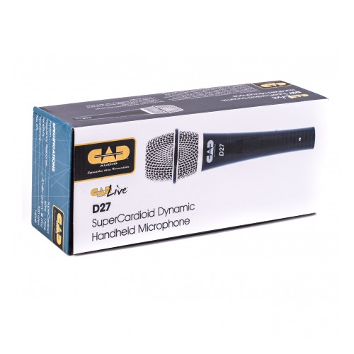 CADLive D27 SuperCardioid Dynamic Handheld Mic + 20′ XLR & Blk Foam Windscreen