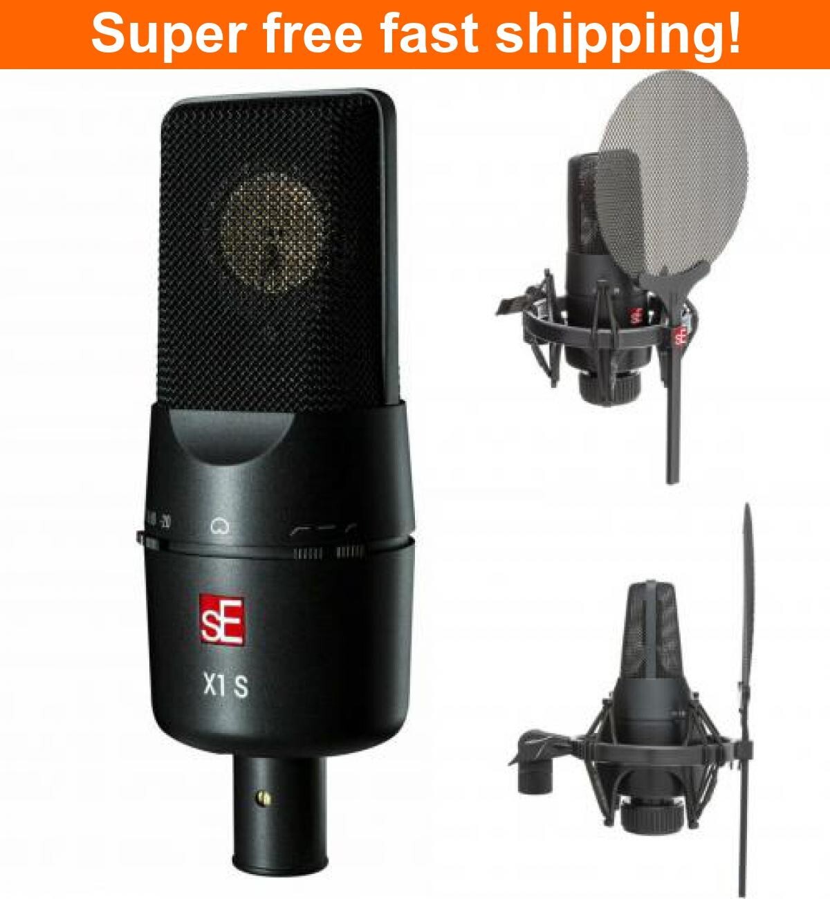 SE Electronics X1 Series Large Condenser Microphone Vocal Recording Package X1-S