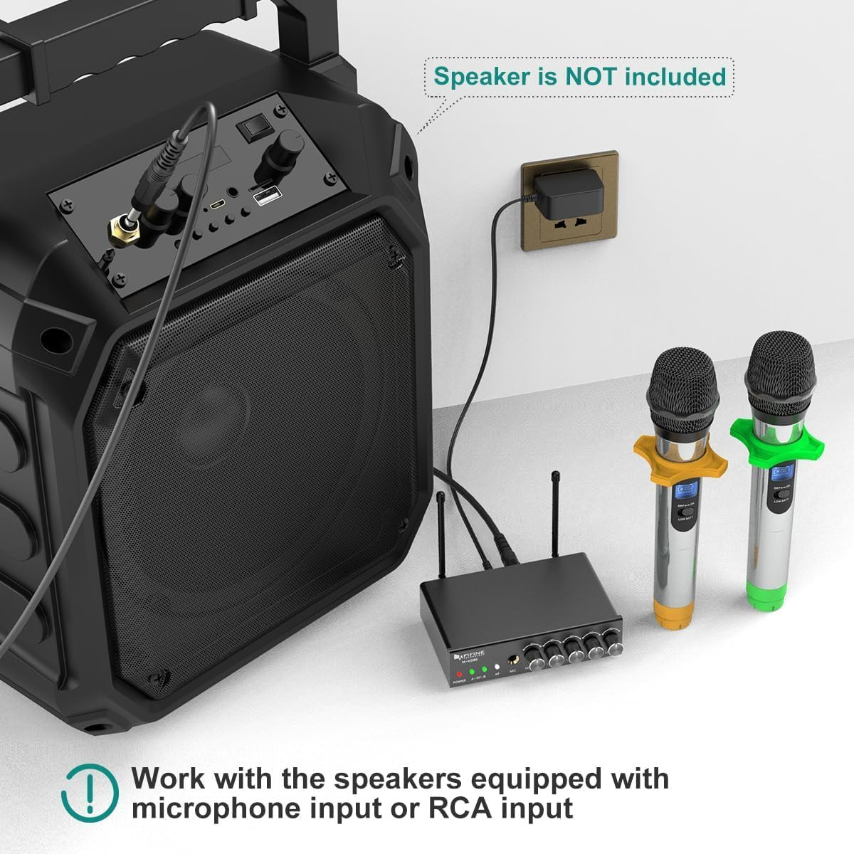 UHF Dual Channel Wireless Handheld Microphone, Easy-To-Use Karaoke Wireless Micr
