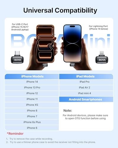 Wireless Mini Microphone for iPhone & Android, AI Noise Cancellation, 30H Batter
