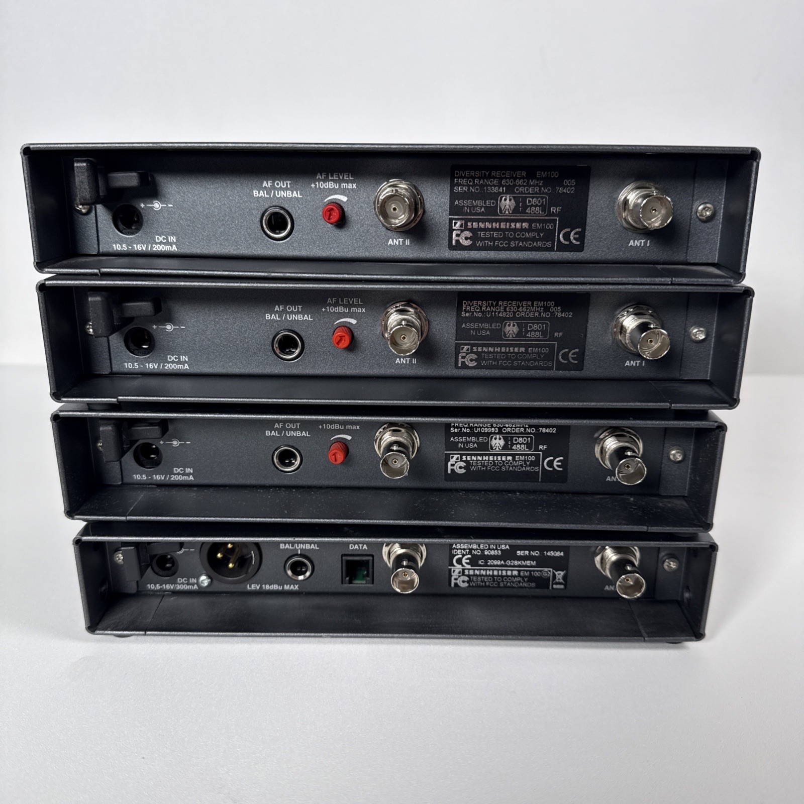 4x Sennheiser EW 100 Receivers – G1 (x3) + G2 (x1) – For Parts/Repair