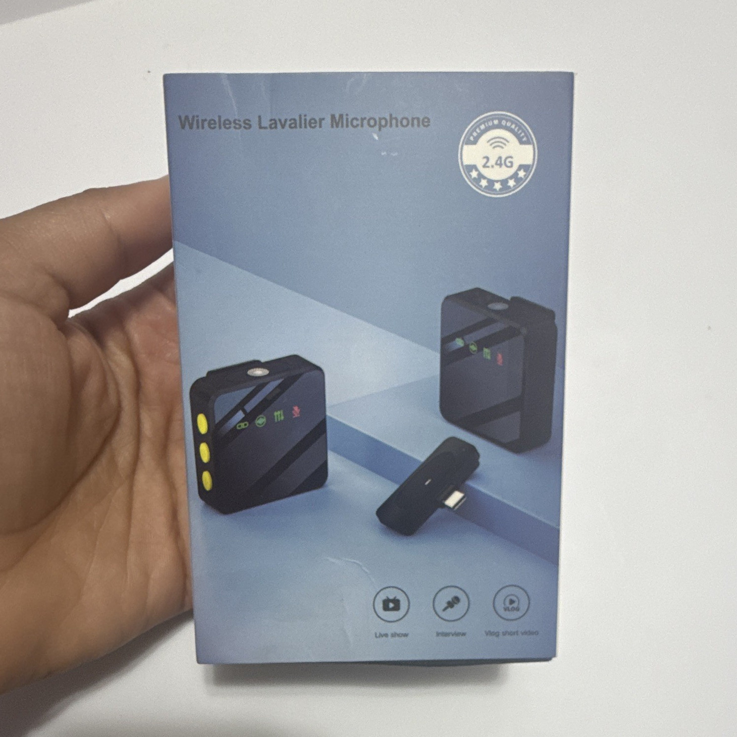 Wireless Lavalier Microphone for iPhone Dual Mic 2.4G Lightning Clip-On New