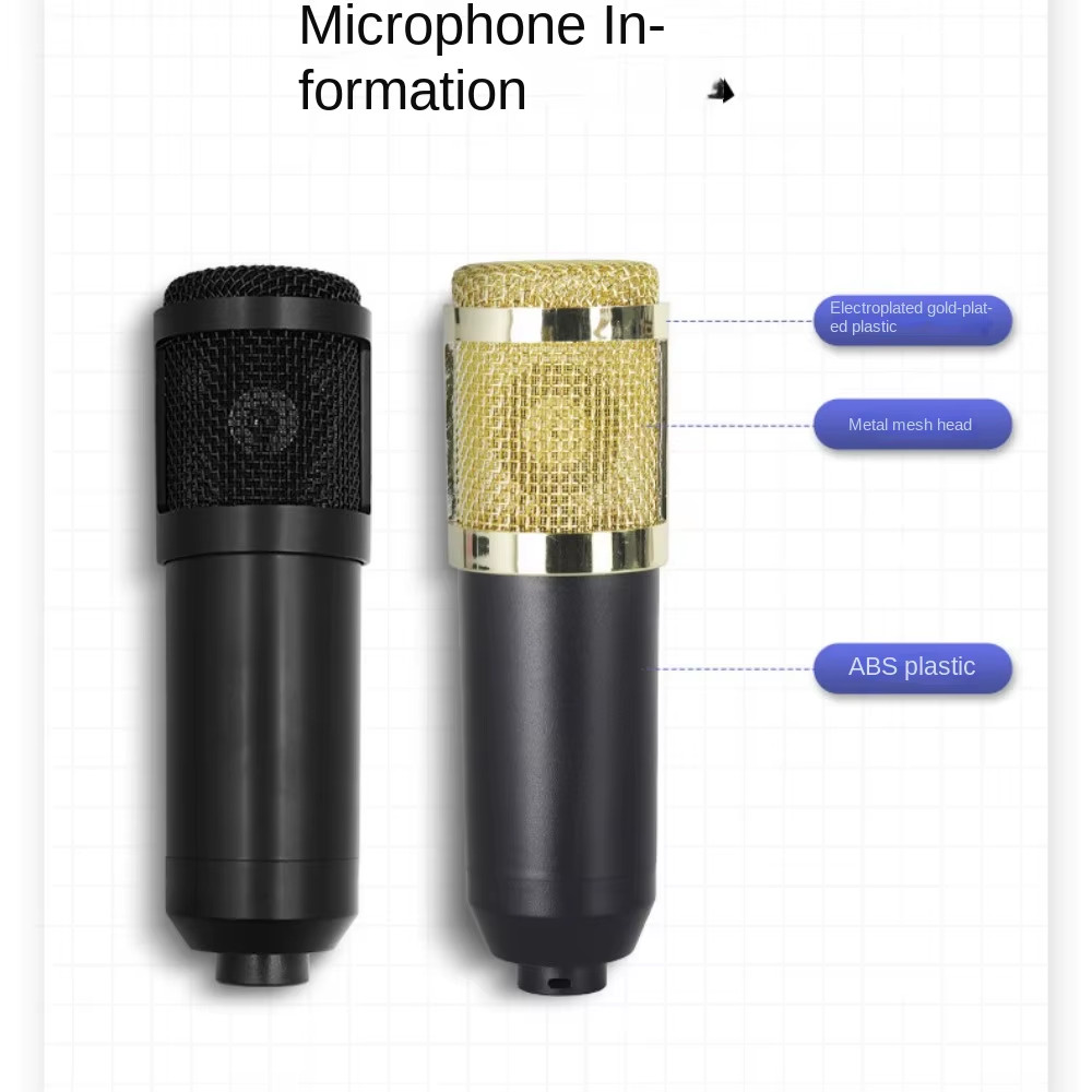 BM800 Condenser Microphone Kit Computer Sound Card Streaming Audio Mixer Mobile