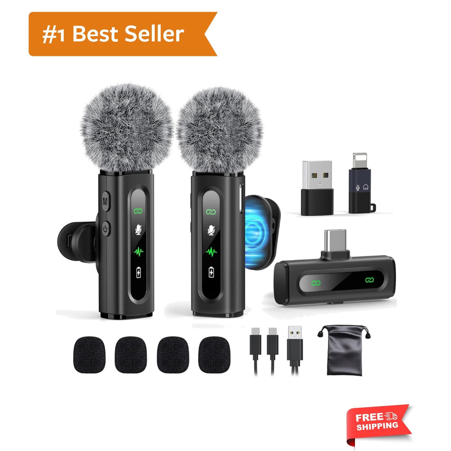 Mini USB C Clip-On Lavalier Mic for Video and Podcast Recording – Denoising