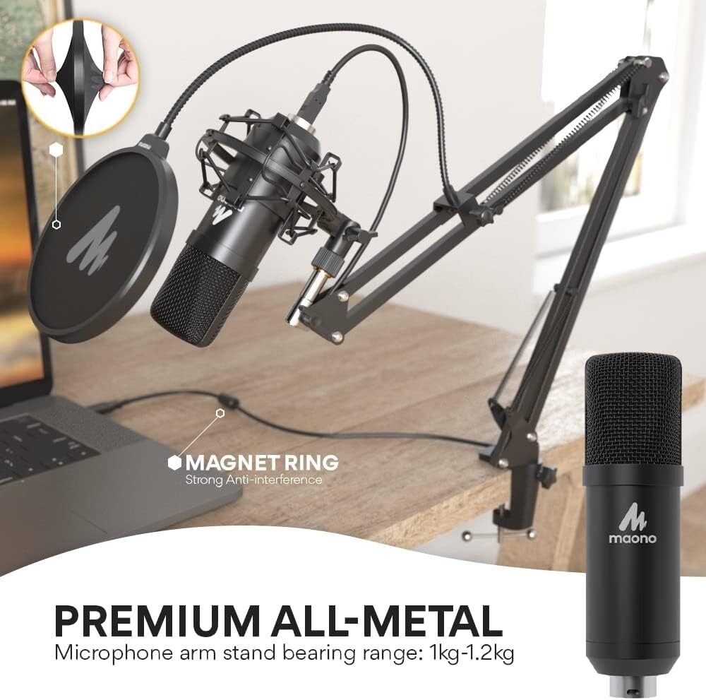 Professional-Grade USB Microphone – 192KHZ/24Bit – Plug & Play – Versatile