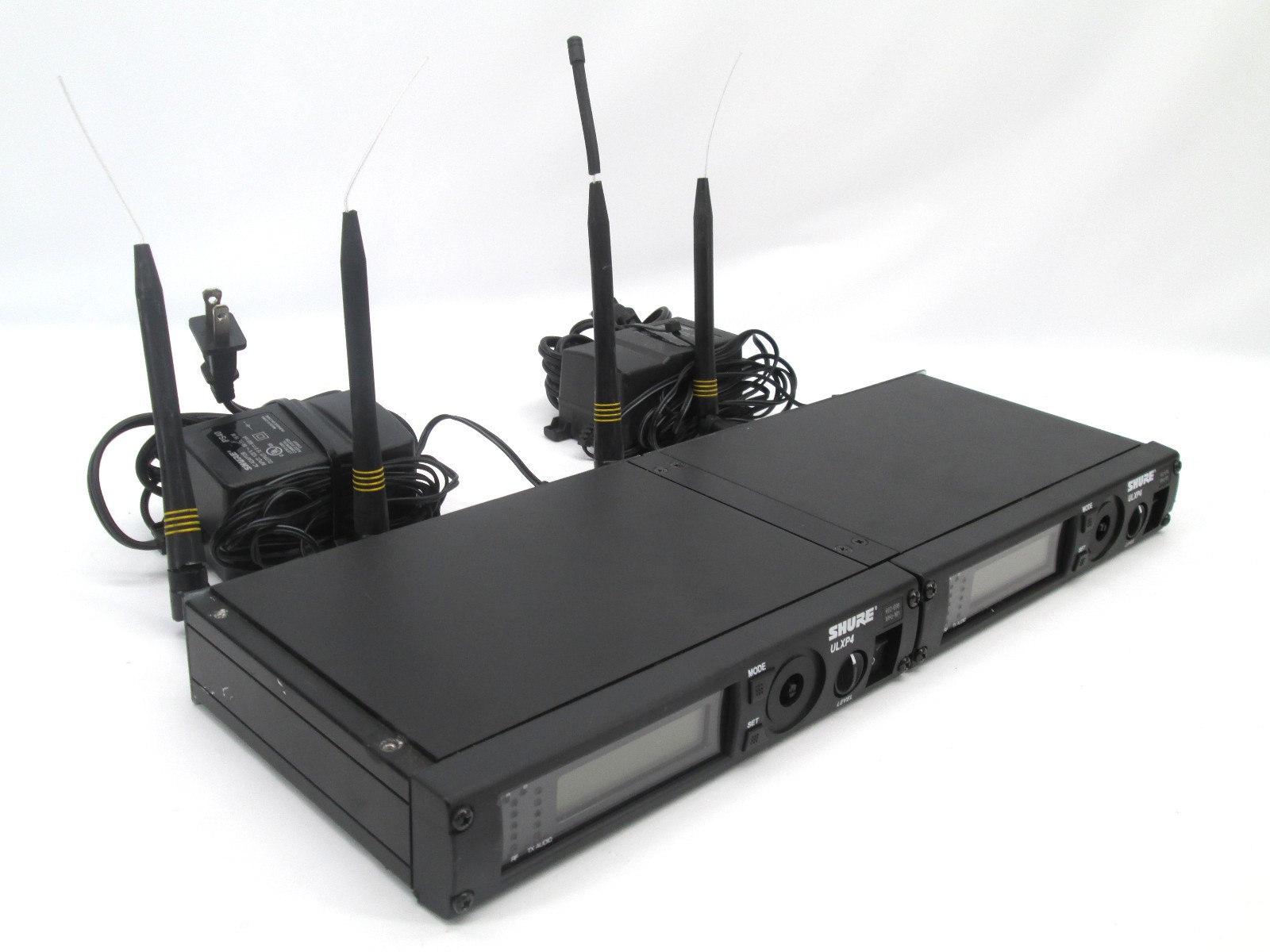 2x Rackmount Shure ULXP4 M1 Wireless Microphone Receivers 662-698 MHz + PSU 1605