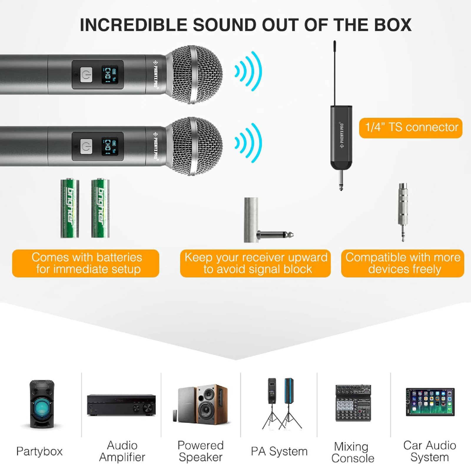 Sistema de micrófono inalámbrico digital dual con 2 micrófonos dinámicos de mano