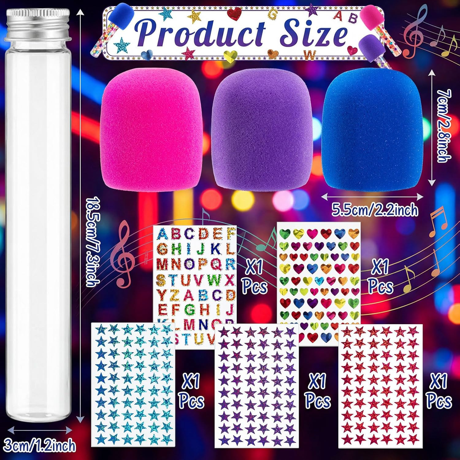 12 Pcs Microphone Candy Tubes Microphone Star Toy Multicolor Plastic Fake Prop w
