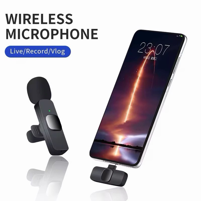 Wireless Lavalier Microphone Audio Video Recording Mini Mic For Android/iPhone