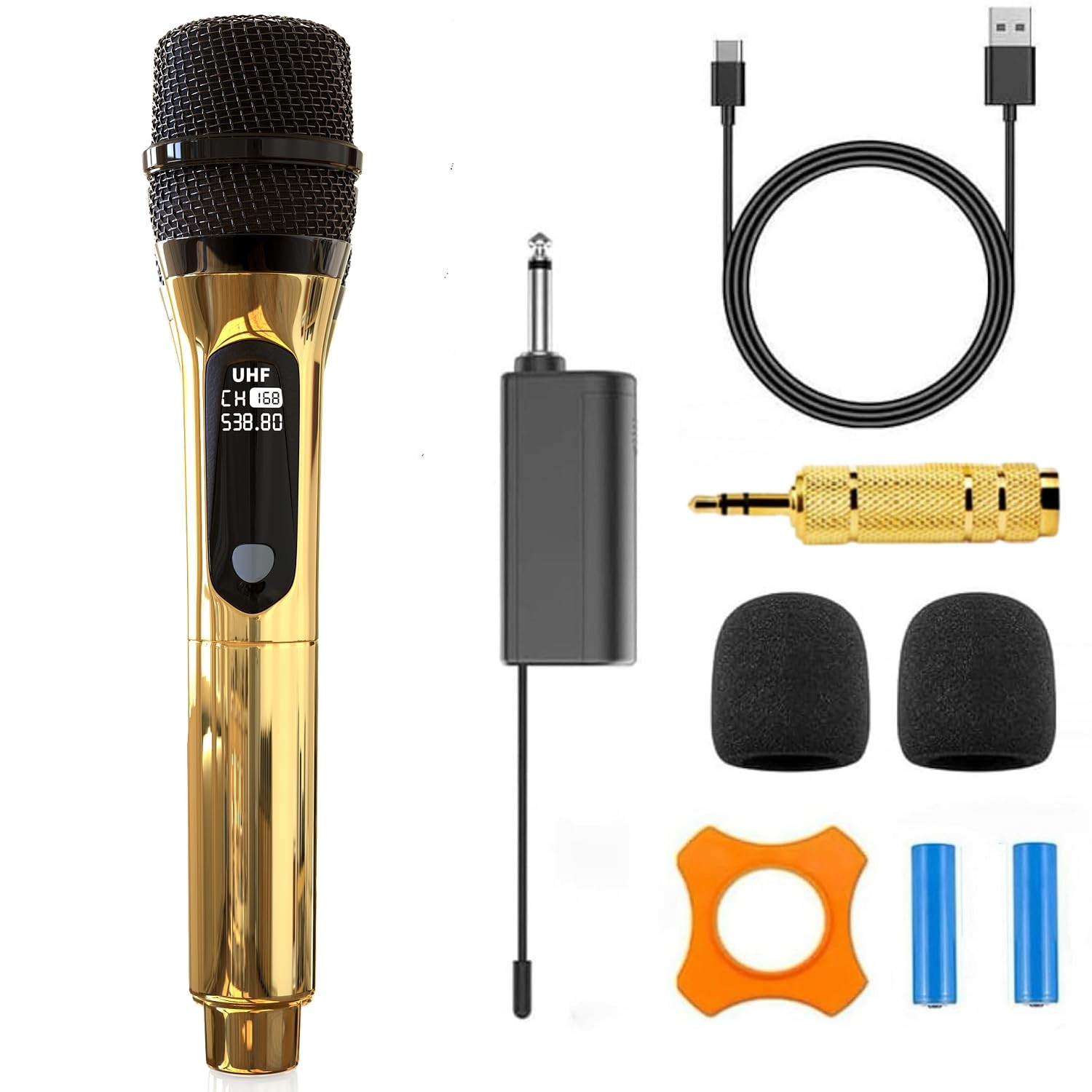 Wireless Microphone Only for Mic Input, UHF Rechargeable Handheld Multipurpos…