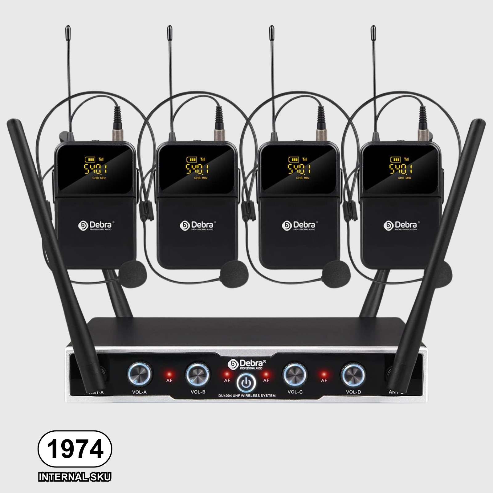 4 Channel Wireless Microphone System Lavalier Headset Mics Professional Grade