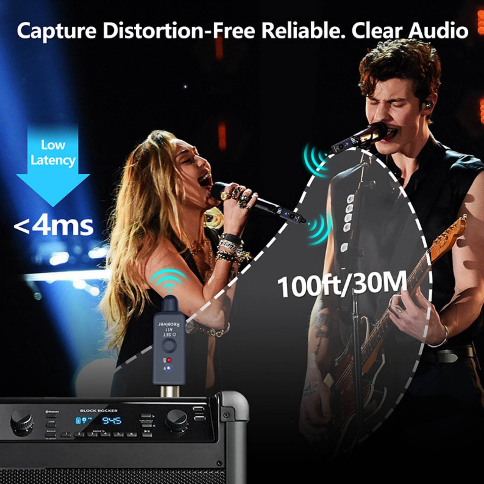 Professional Wireless Transmitter&Receiver Multiple Microphone Compatibility