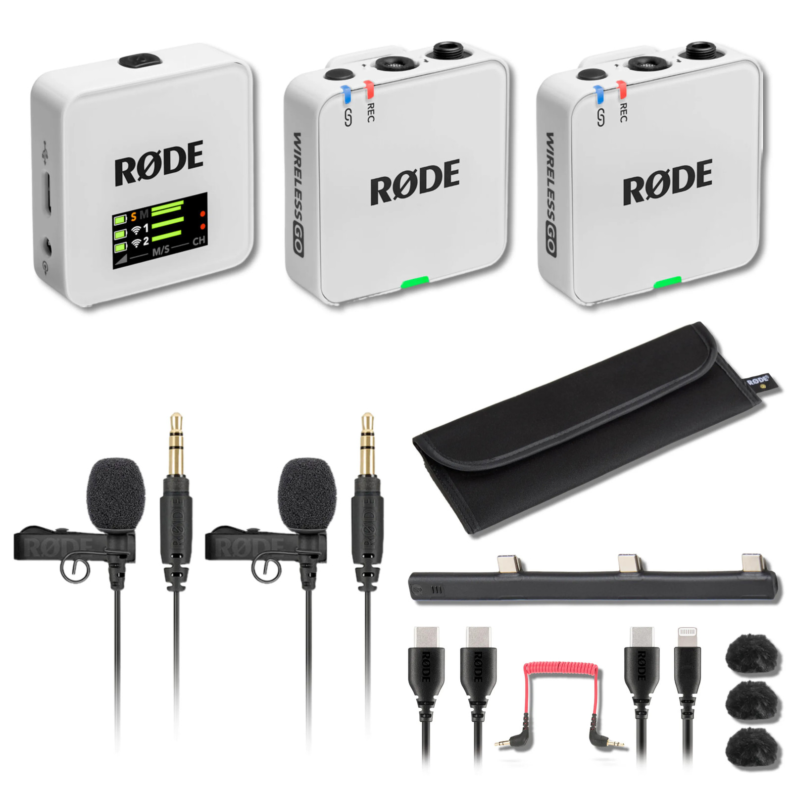 Rode Wireless GO (Gen 3) Wireless Microphone System (White) with 2x Rode LAV GO