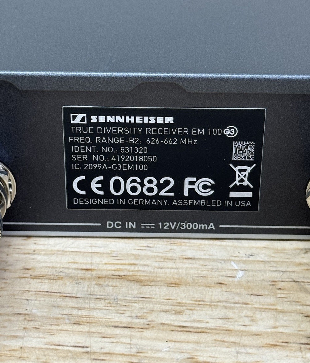 Sennheiser True Diversity Receiver EM100 EW100 G3 Range B 626-662 MHZ No PSU A