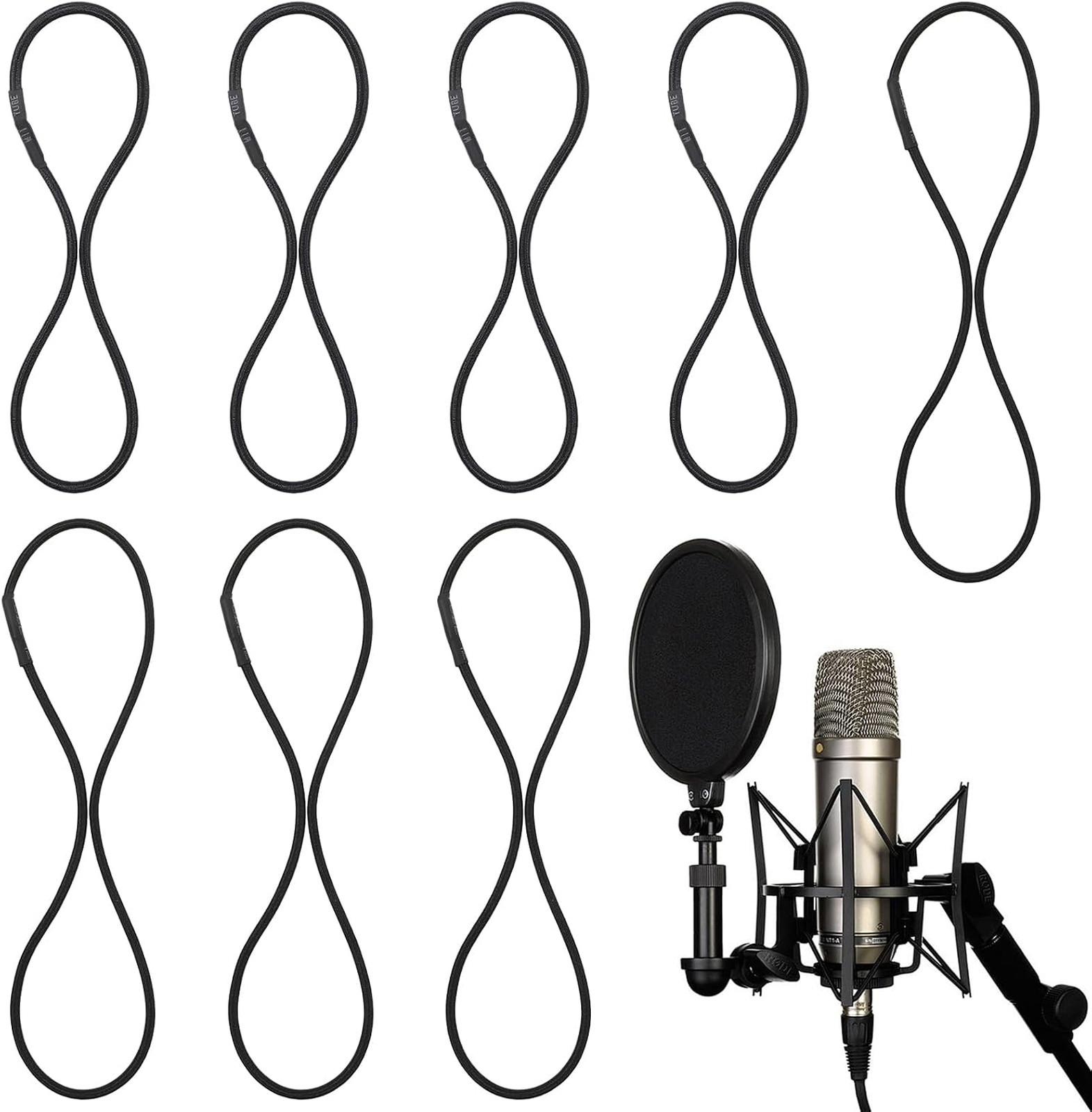 Microphone Shock Mount Rubber Bands Set 8 Pcs Elastic Replacement Clips for