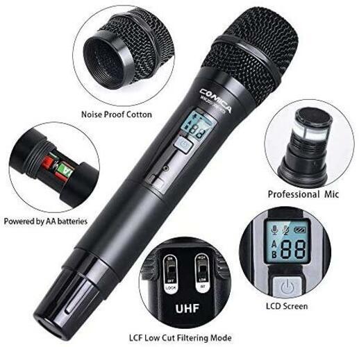 Dual Wireless Lavalier Microphone System,Comica CVM-WM300A UHF 96 Channel Pro…