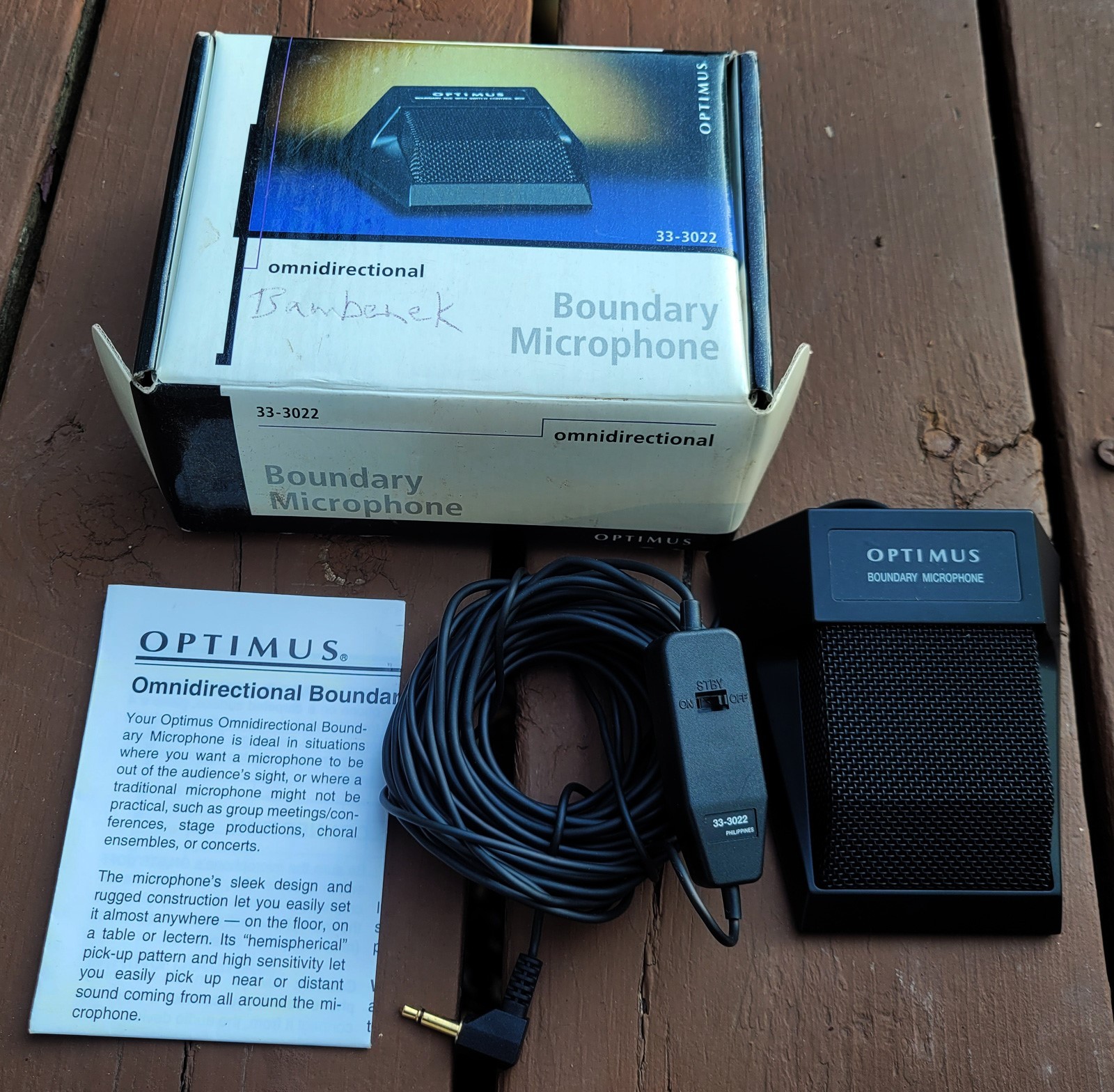 Optimus Omnidirectional High-Sensitivity Boundary Microphone Model 33-3022