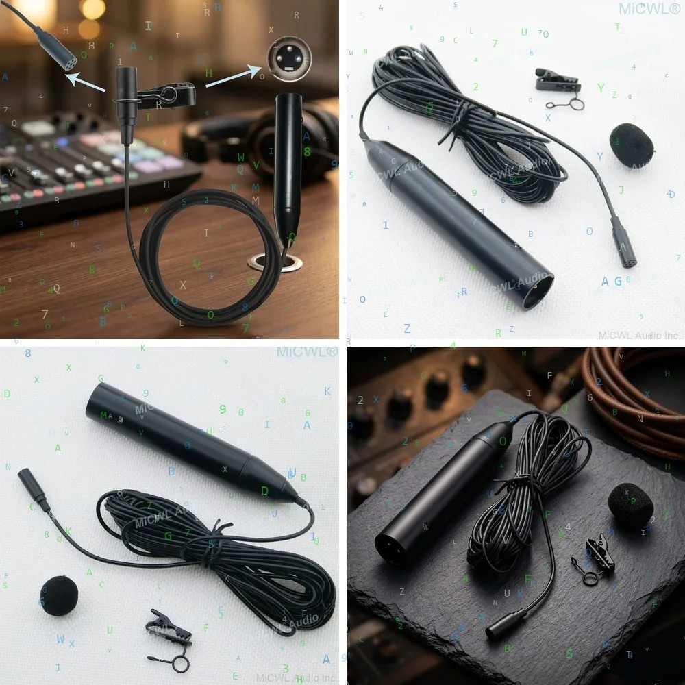 48V Phantom Power XLR 3Pin Lavalier Microphone Omnidirectional Lapel Mic with