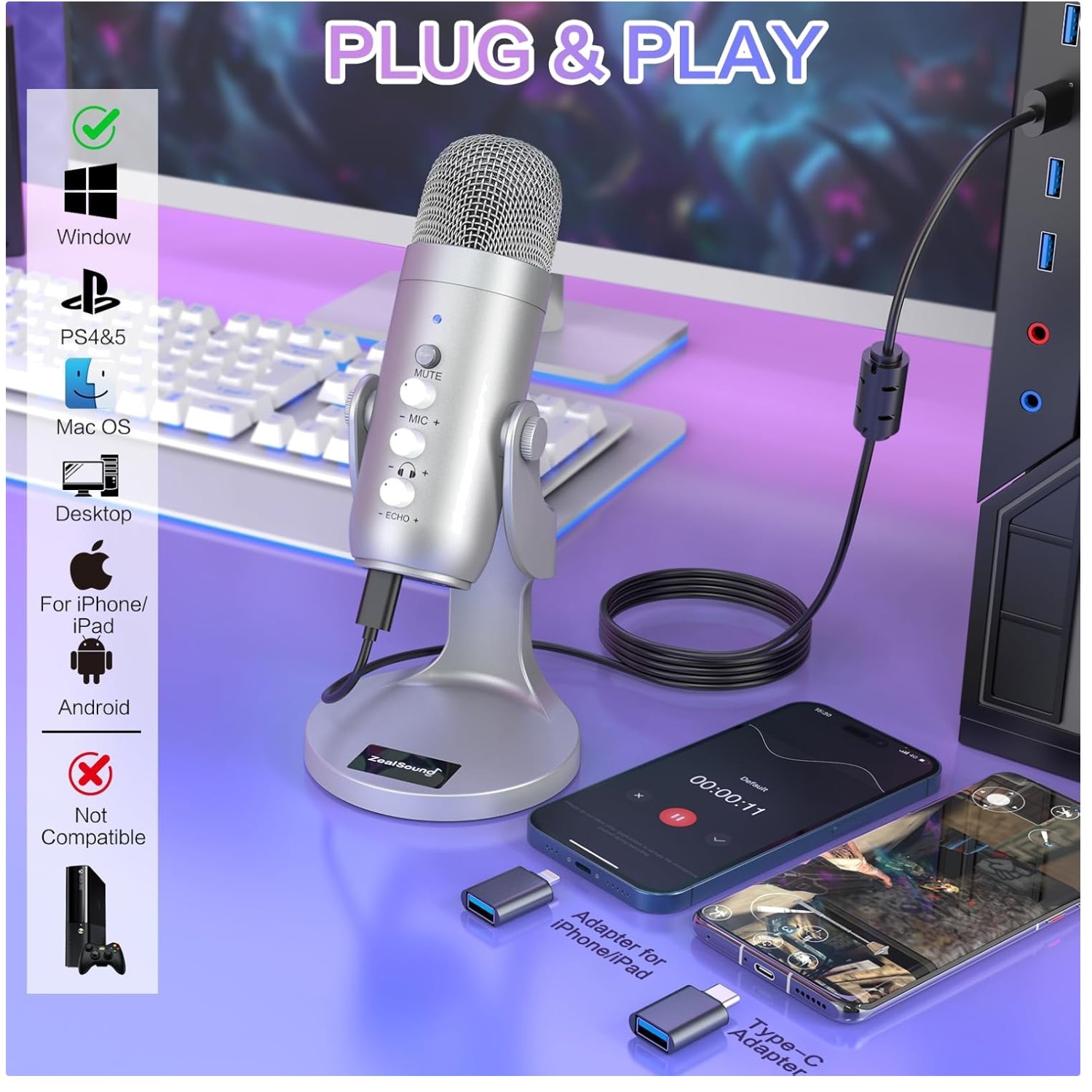Zero-Latency Monitoring Podcast Microphone