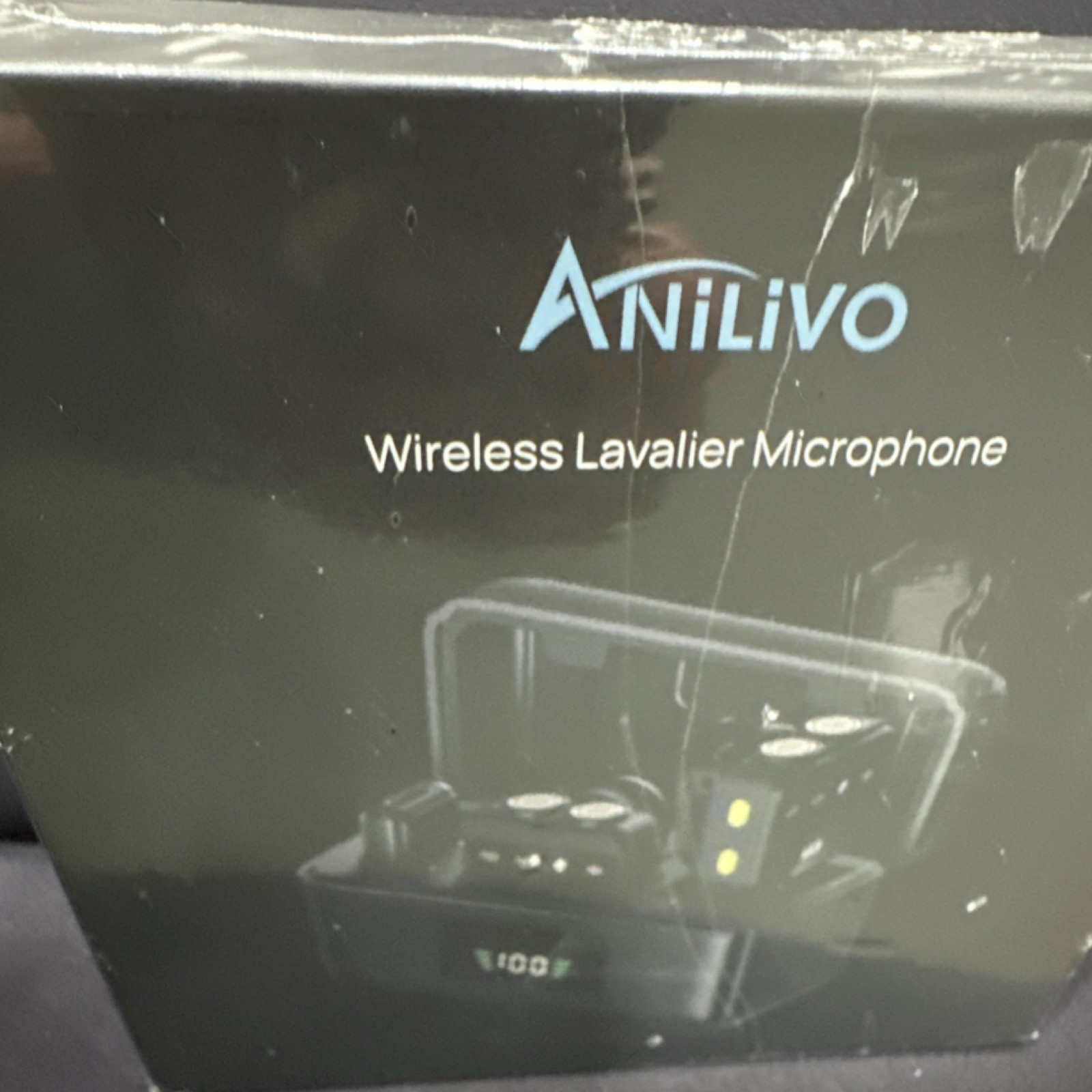 Anilivo Wireless Lavalier/Lapel Dual Microphone System Noise Reduction Black