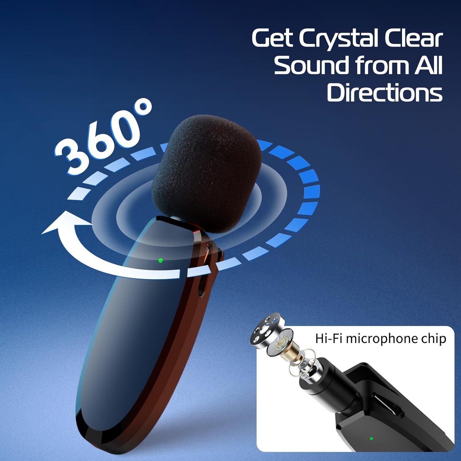 Micrófono lavalier inalámbrico V6 3en1, 50m, iPhone Android cámara