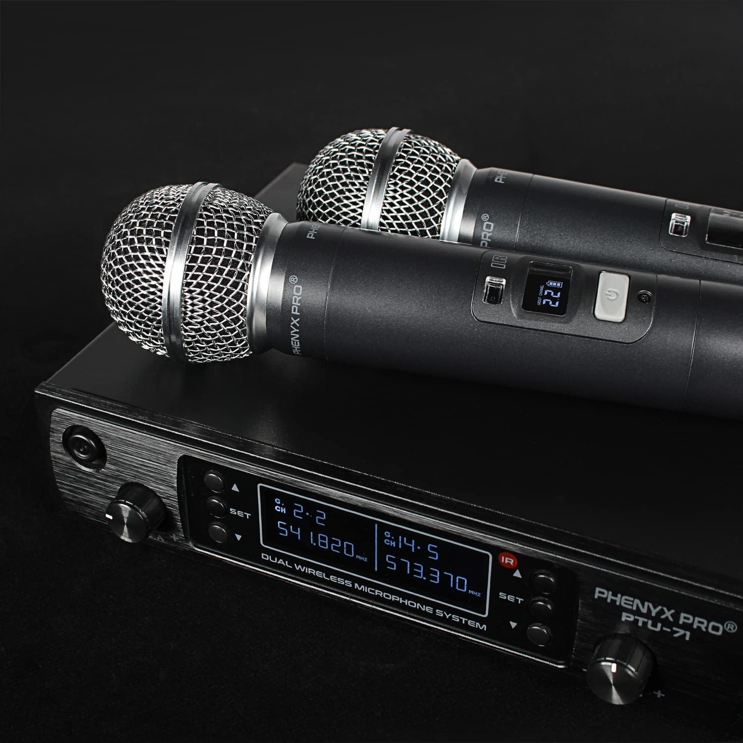 Dual Wireless Microphone System with 328ft Range & Auto Scan for Professionals