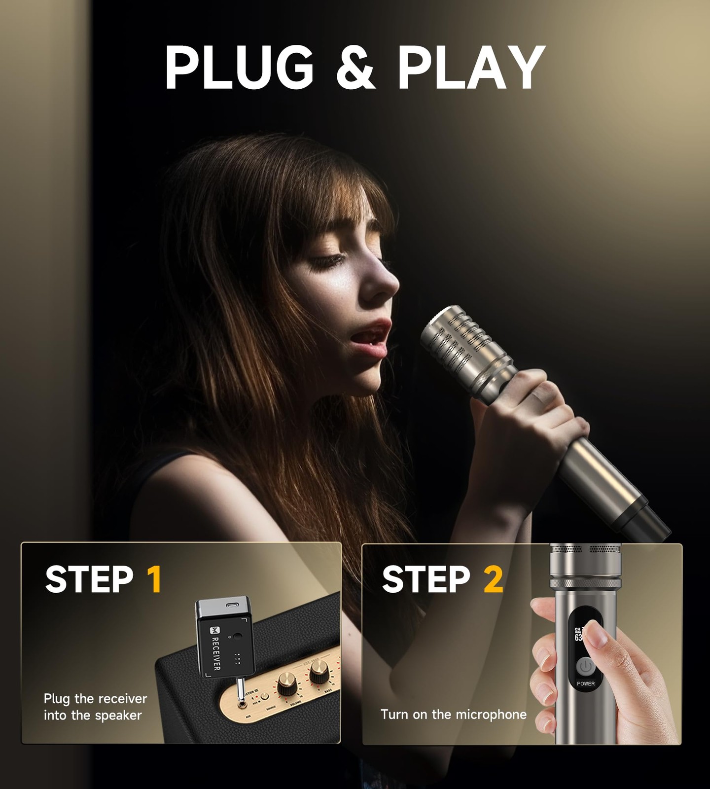 Wireless Microphone, Metal Dynamic Mic System with One-to-One Chip Connection…