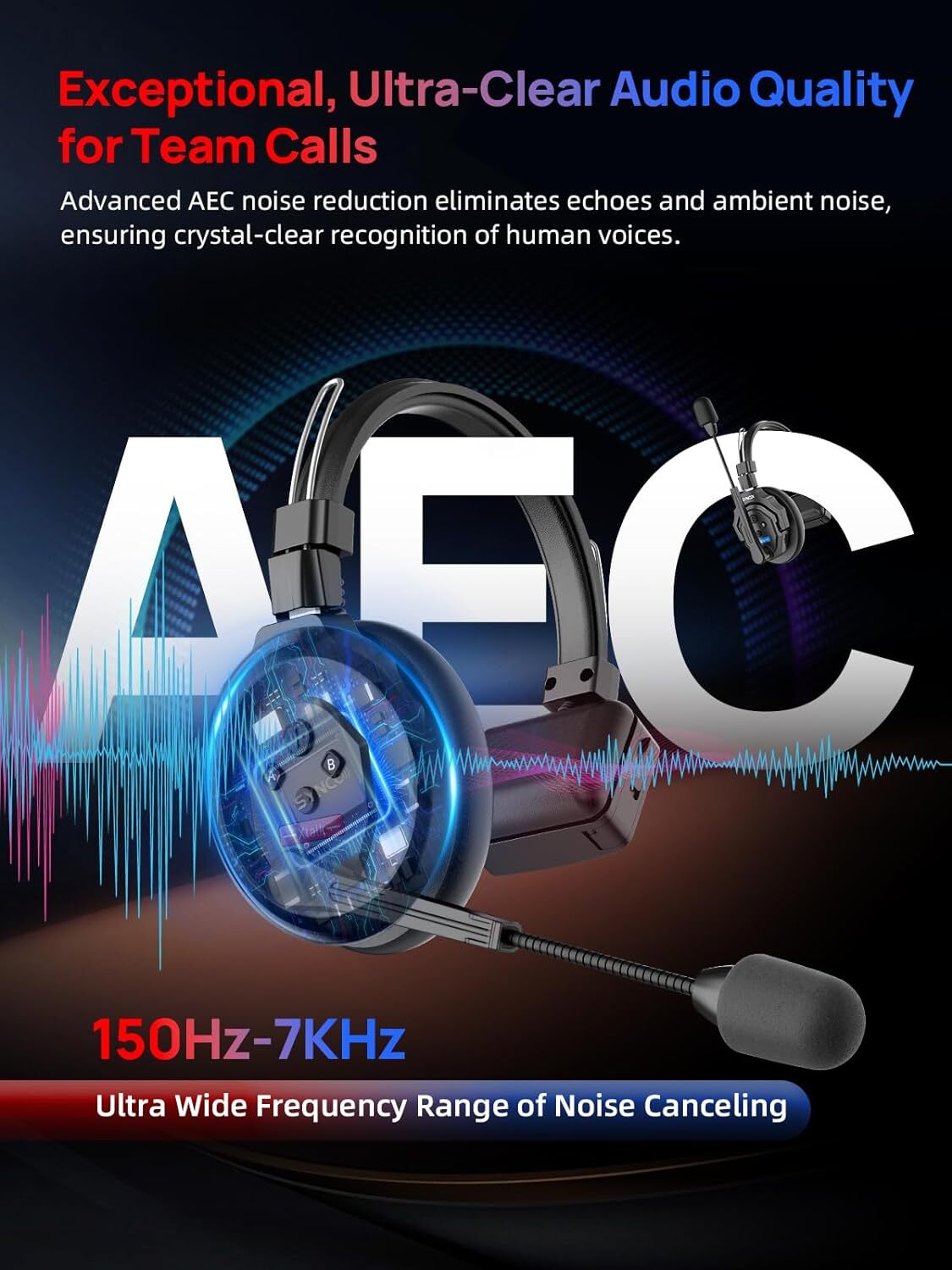 Synco Xtalk X5 2.4G Full-Duplex Headset Wireless Intercom System For 5-Person