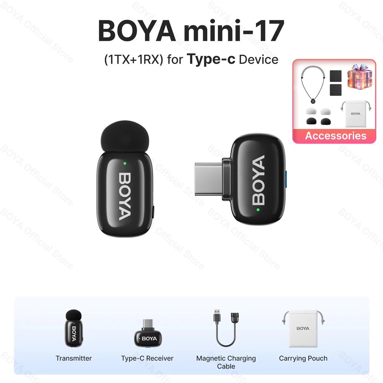 BOYA Mini USB-C Wireless Microphone Noise Cancelling Vlog Live Video
