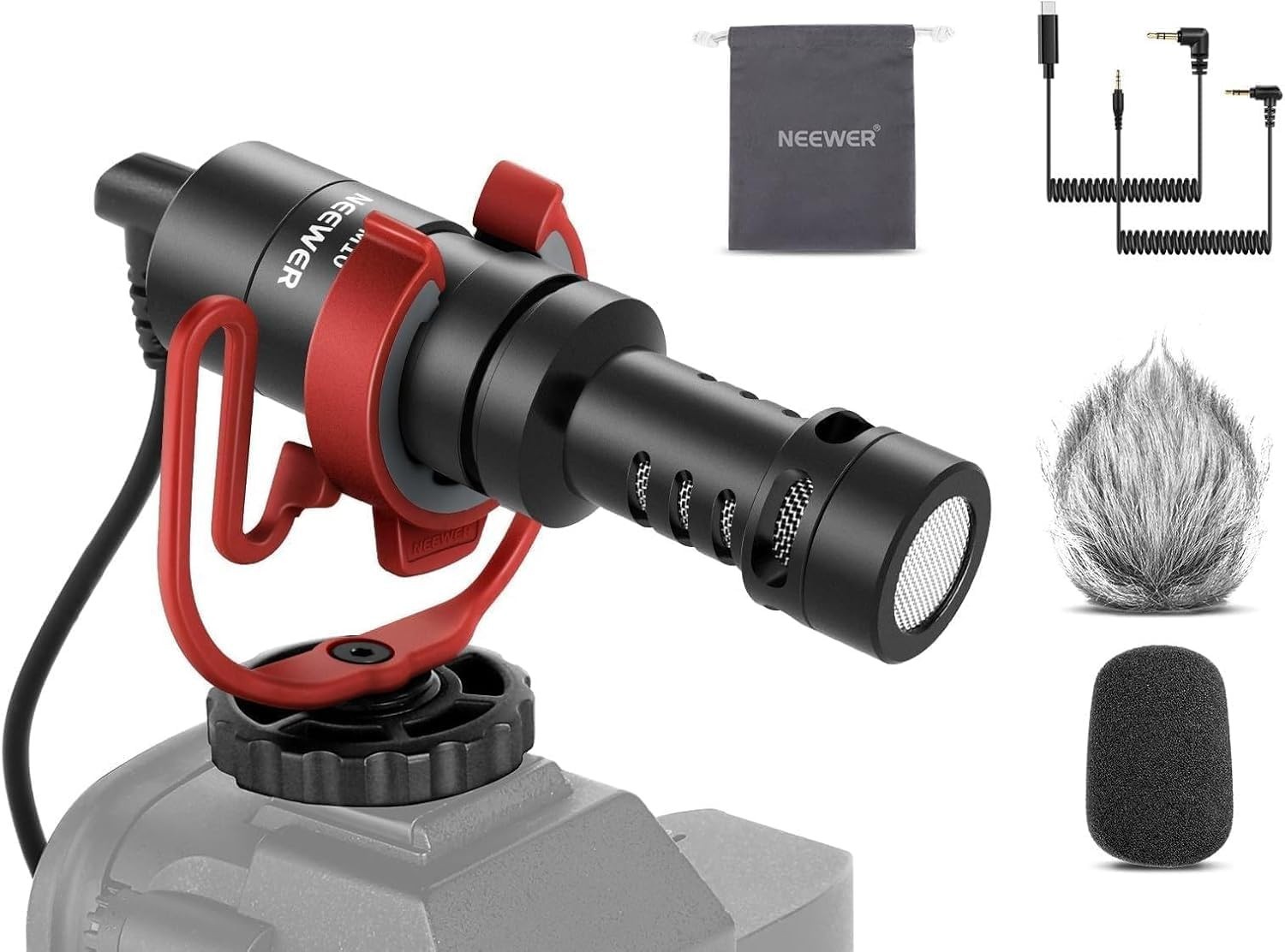 Plug & Play Supercardioid Microphone with Shock Mount & Windscreen for Vloggers