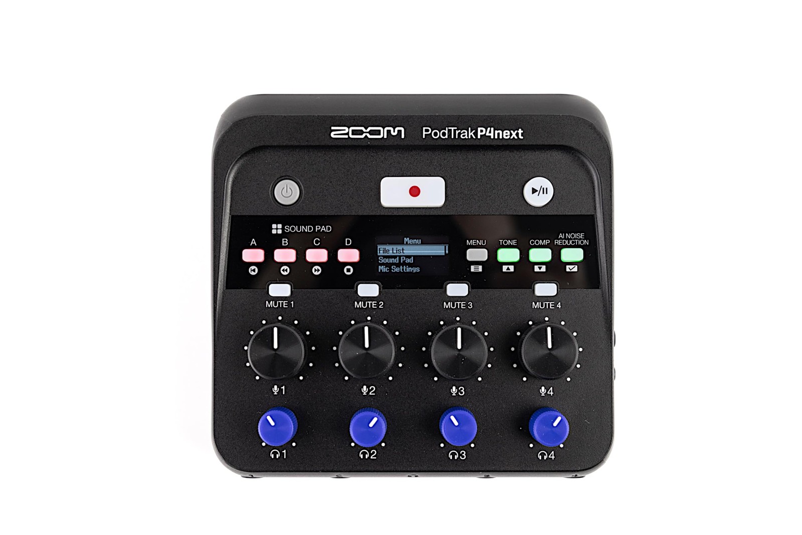 Zoom PodTrak P4next Podcast Recorder, 4 Mic 4.95 X 4.72 X 1.57 Inches, Black