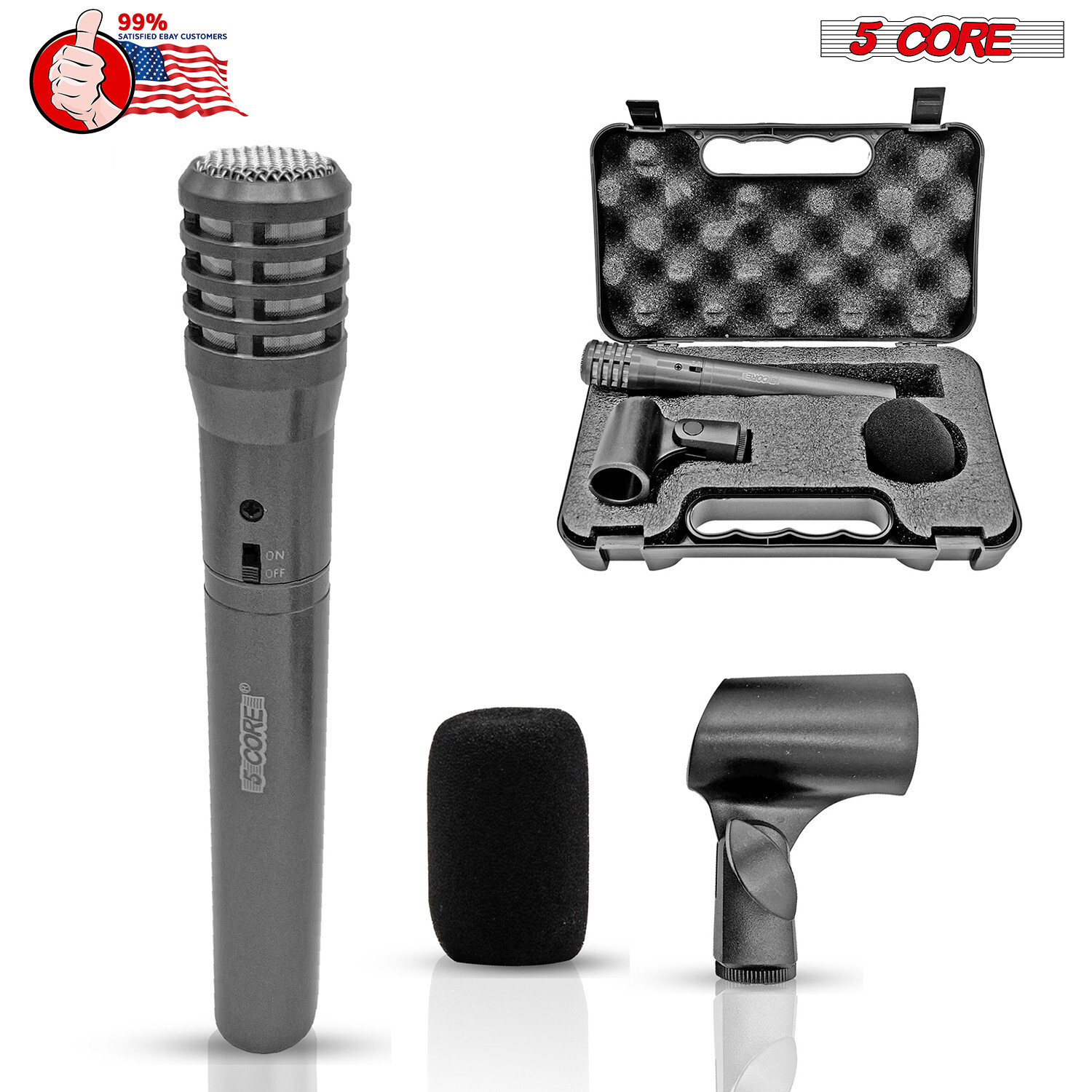 5Core Instrument Microphone Professional XLR Cardioid Pencil Stick Condenser Mic