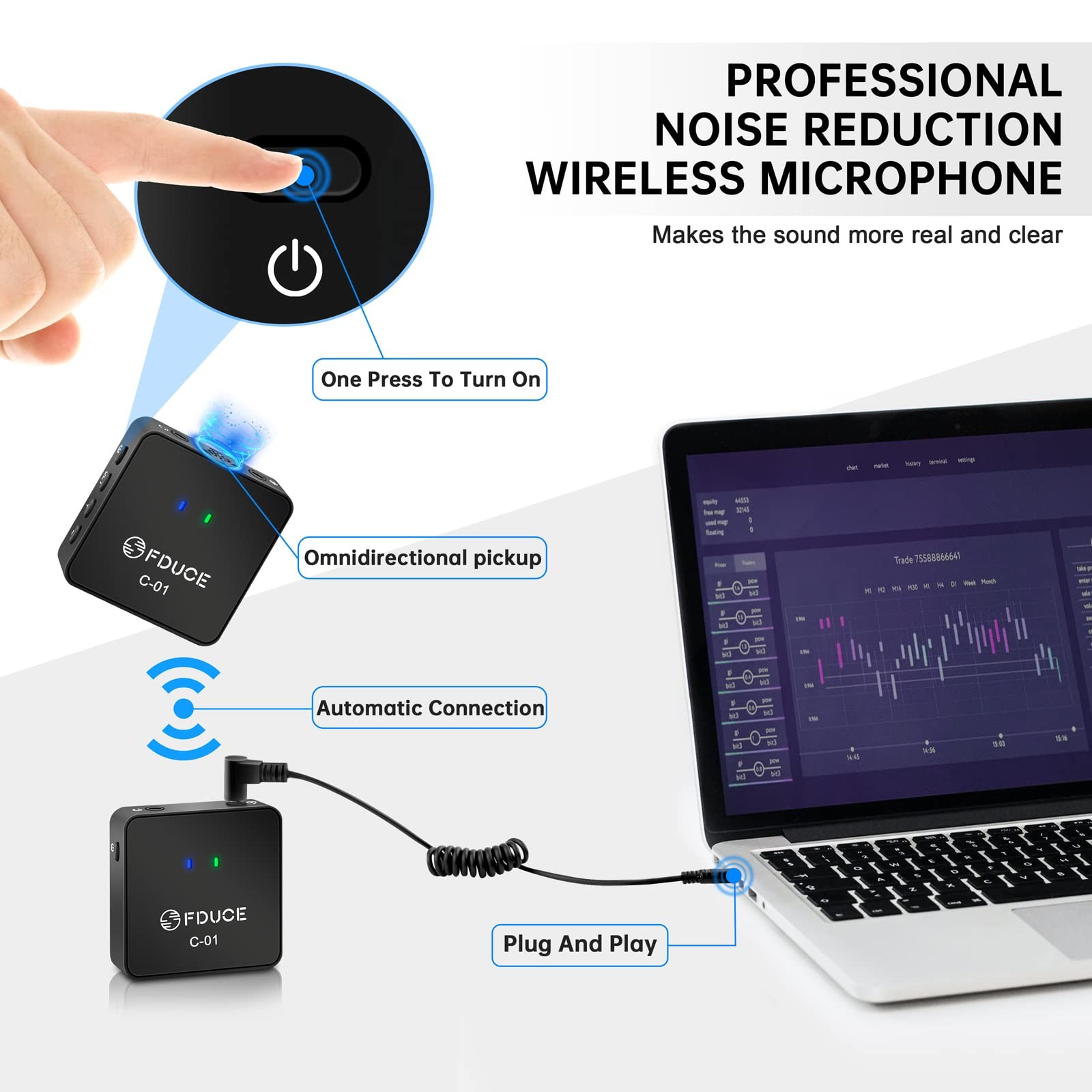UHF Wireless Lavalier Microphone System for & , Mini Portable Clip On Condens…