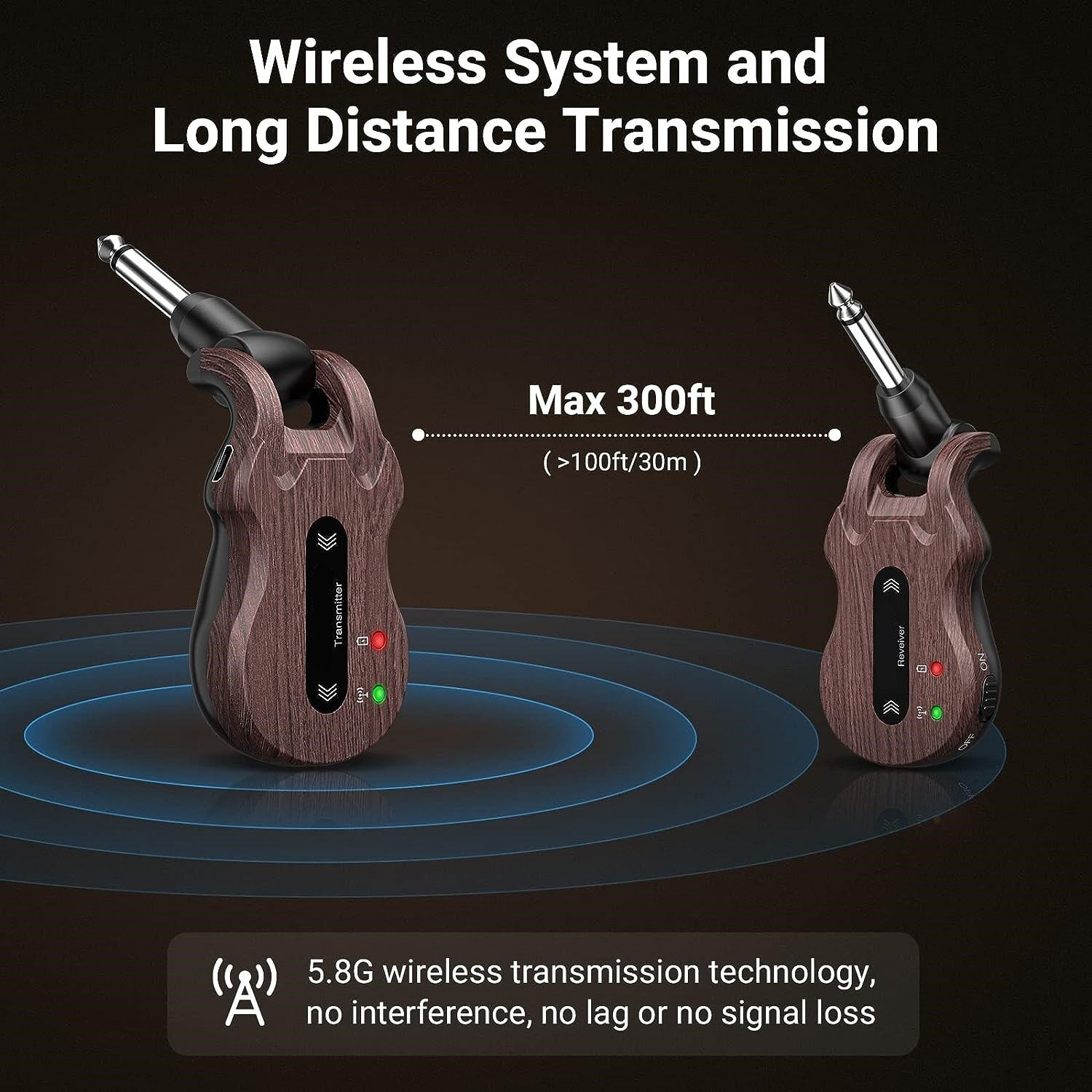Sistema Inalambrico Para Guitarra Receptor De Transmisor Audio Recargable 4 Cana