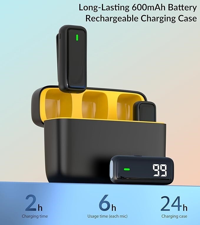 Microfono Mini inalambrico Para Celular Camara Solapa Estuche de Carga Type-C US