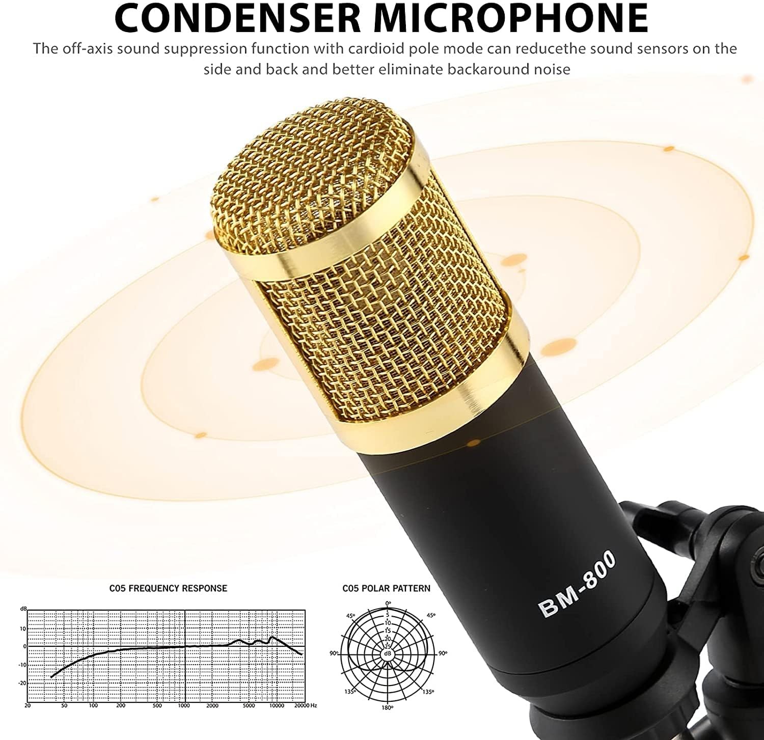 SINWE Podcast Microphone Bundle, BM-800 Condenser Mic with Live Sound Card Ki…