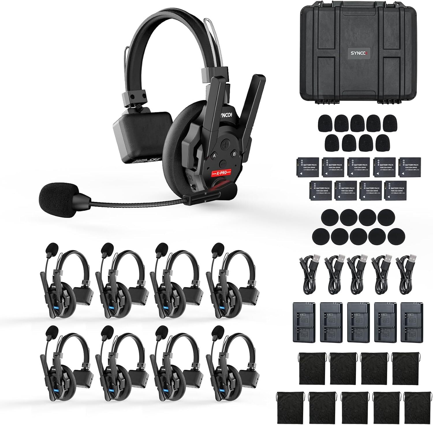 SYNCO XTALK XPRO9 Wireless Interom Headset Communication System Full Duplex