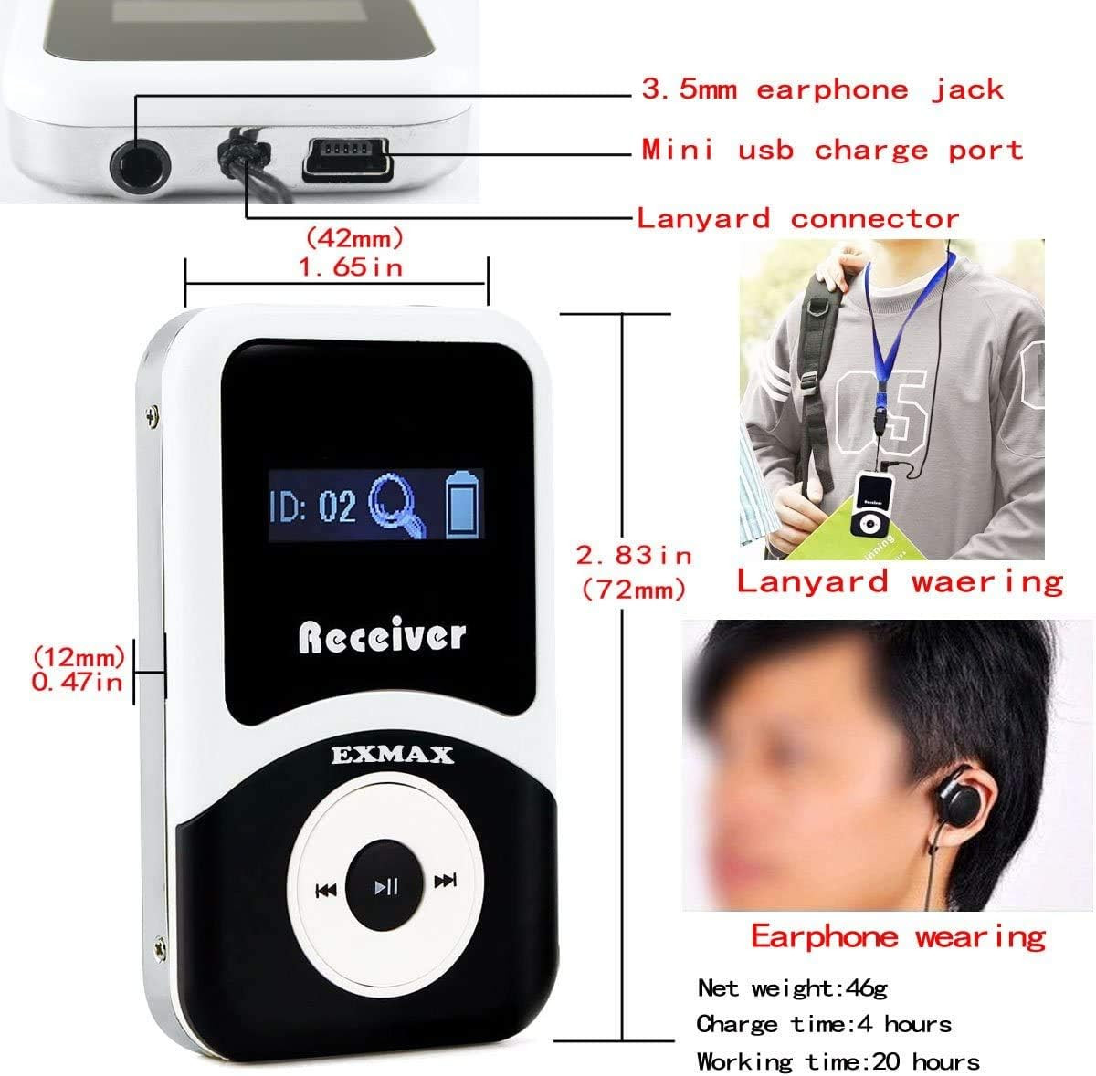 ATG-100T Wireless Tour Guide System with 1 Transmitter & 10 Receivers