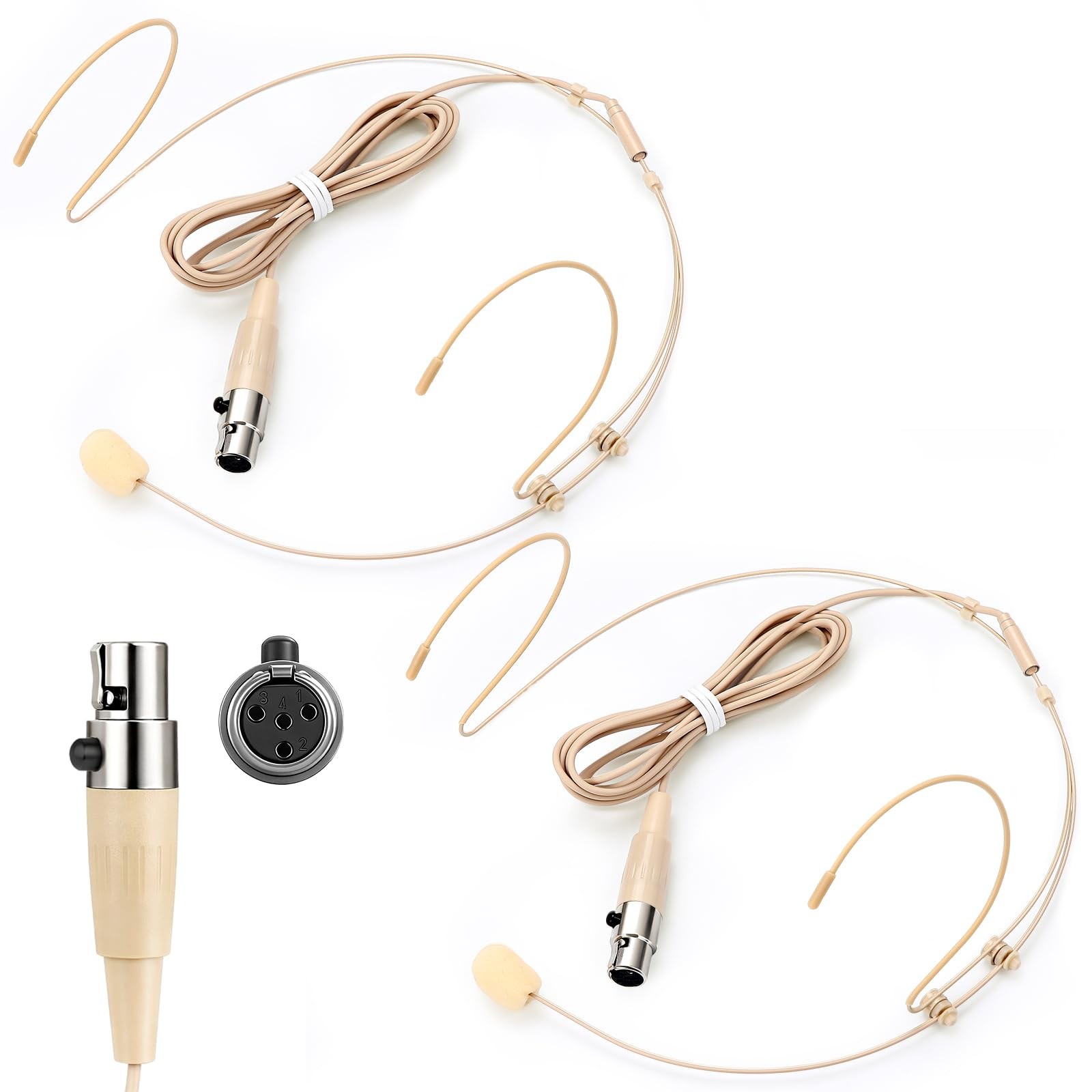 Sabary 2 Pcs Headset Microphone Dual Headworn Earset Over Ear Hanging with 4 …