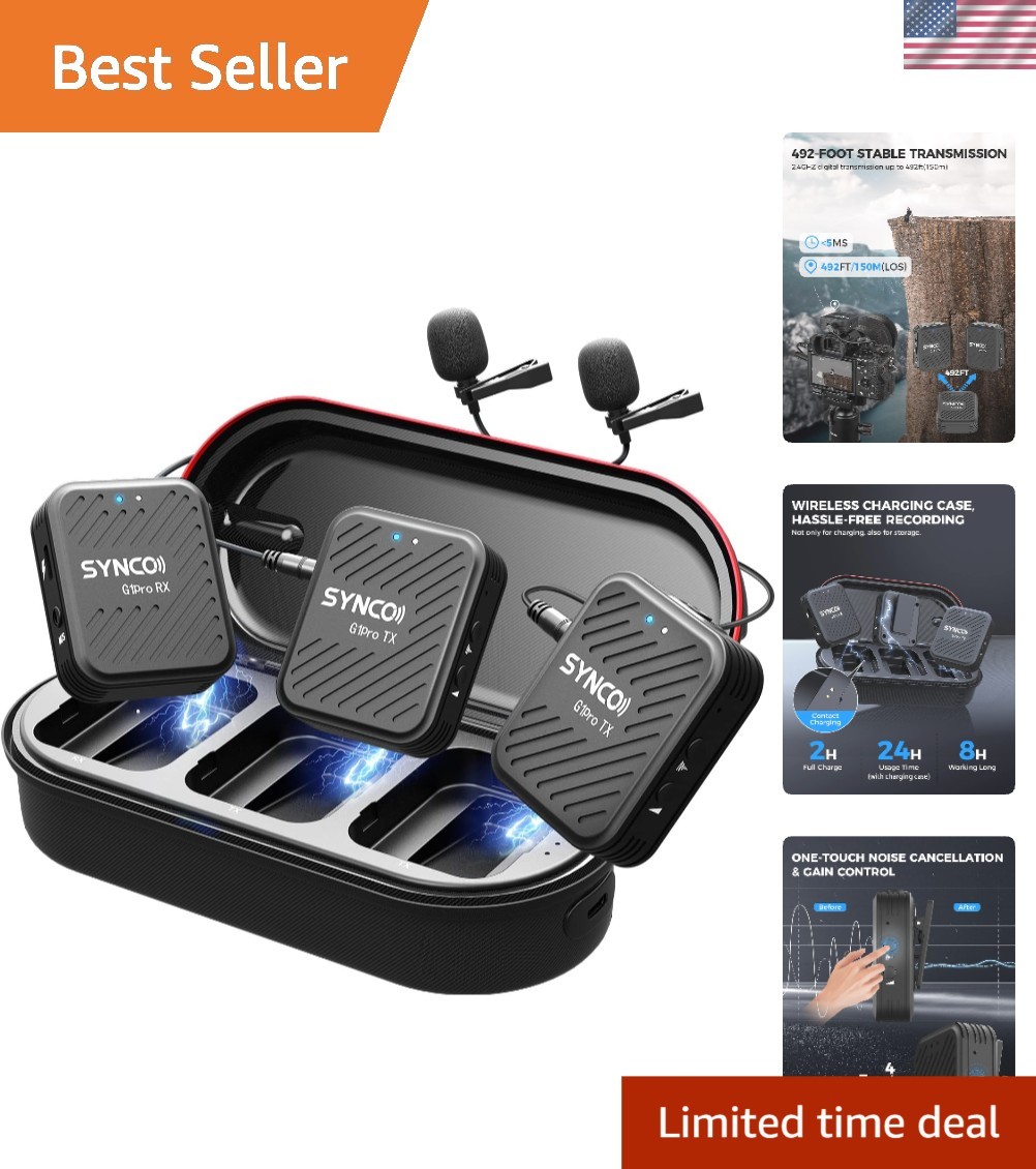 G1 Pro Lapel Microphones w/ Charging Case – Ideal for YouTube, TikTok & Vlogging