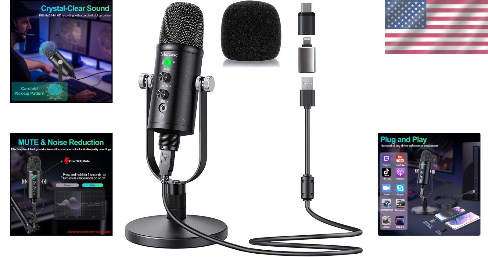 Advanced USB Microphone with One-Tap Mute and Clarity for Streaming & Zoom Calls