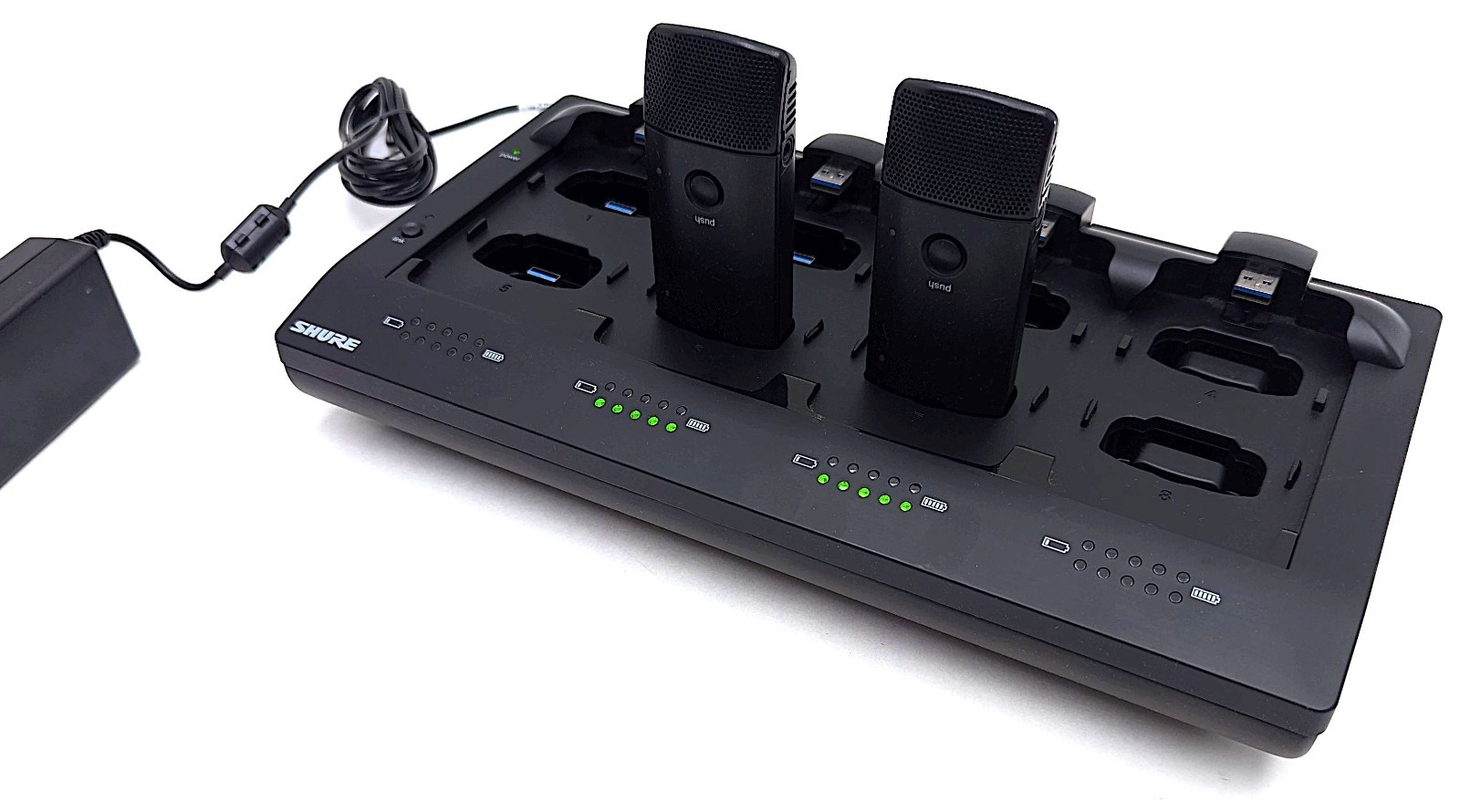 Shure MXWNCS8 8-Port Network Station Dock + 8x MXW6/C Z10 Wireless Transmitters