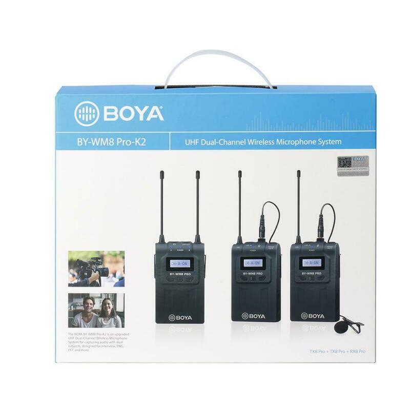BOYA BY-WM8 Pro K2 UHF Dual-Channel Audio Wireless Lavalier Microphone System