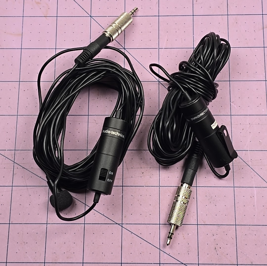 lot of 2 Audio-Technica ATR35S Lavalier Lapel Microphone Used Working Condition