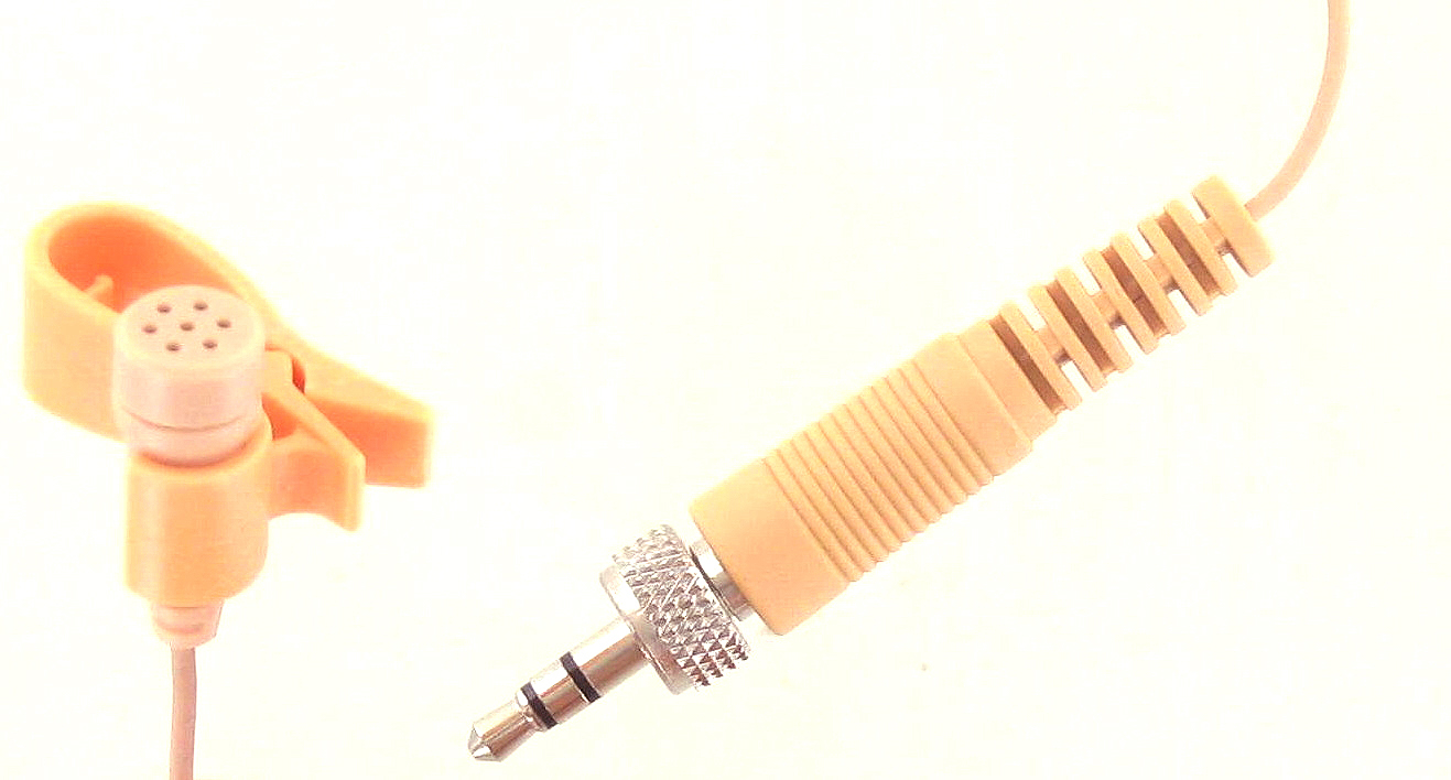 Beige Slim Neck-Tie Tan Lapel Mic for Sennheiser Wireless Evolution EW G1,2 RoHs